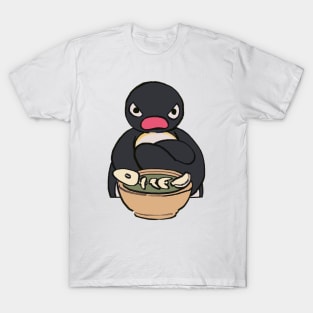 angery sulking pingu sitting with food bowl meme T-Shirt